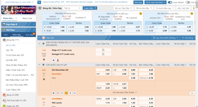 Giao diện cá cược thể thao tại WinbetGiao diện cá cược thể thao tại Winbet