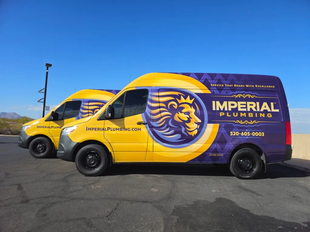 Two Imperial Plumbing Service Vans in Tucson, Arizona.