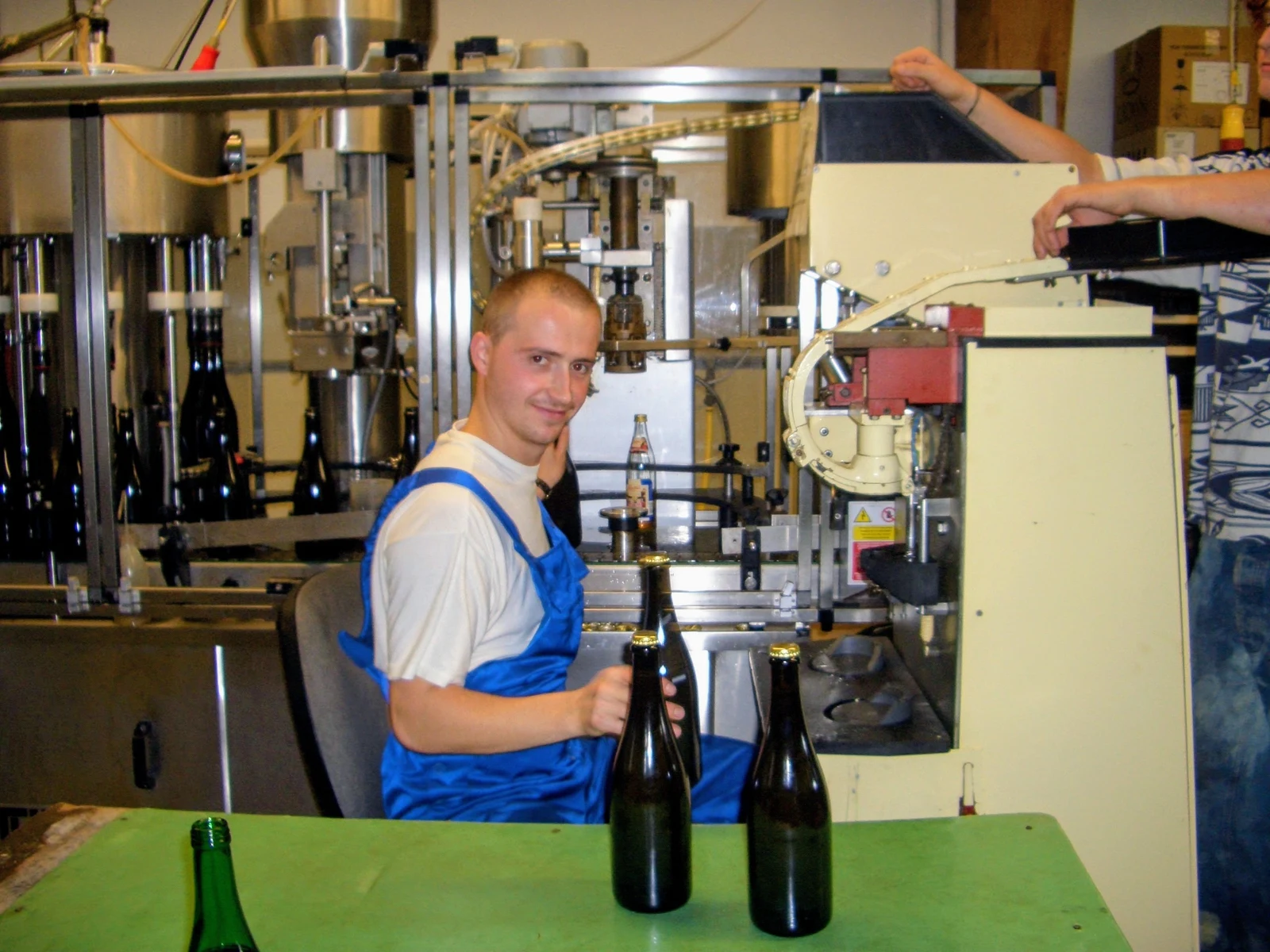Ion Luca at work beside a winery bottling line
