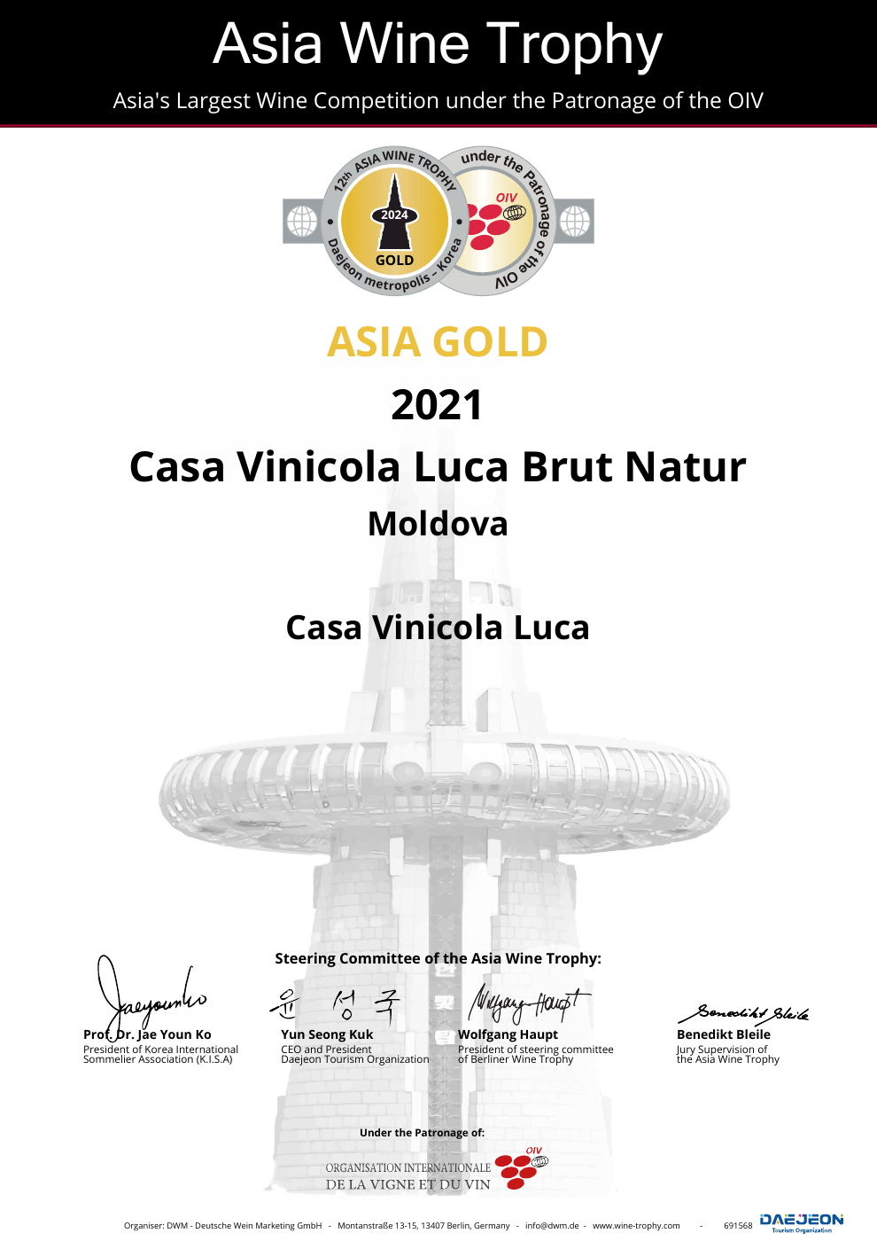 Brut Natur 2021 — Aur, Asia Wine Trophy 2024