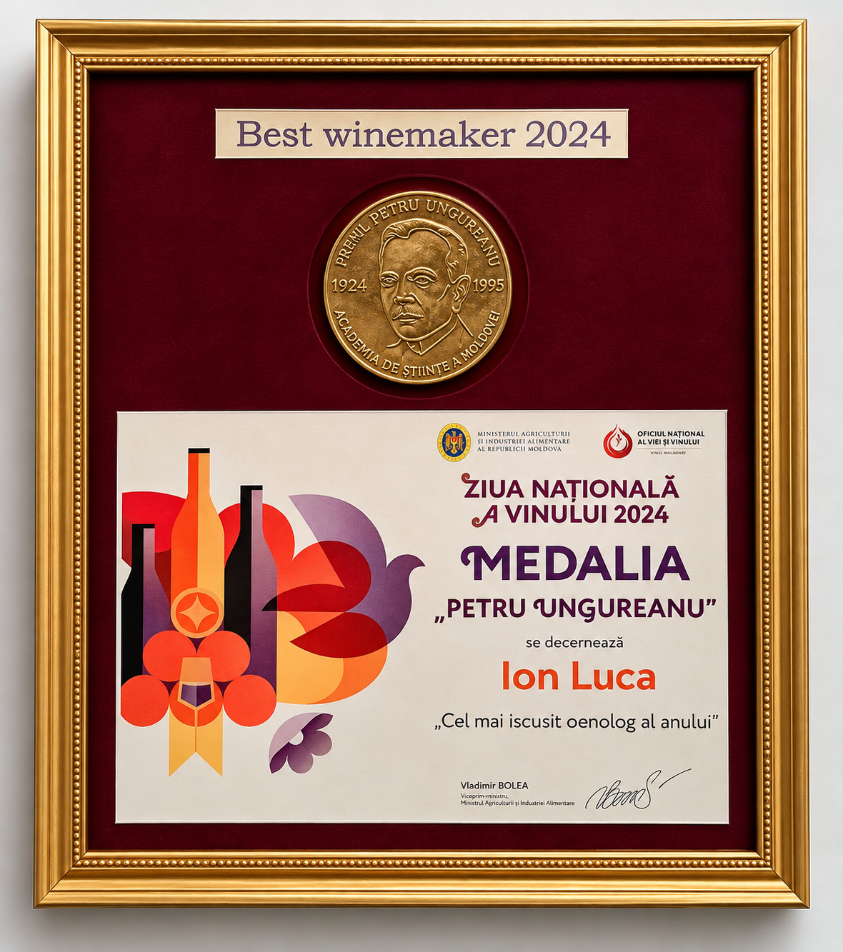 Ion Luca — Cel mai bun vinificator 2024, Medalia Petru Ungureanu