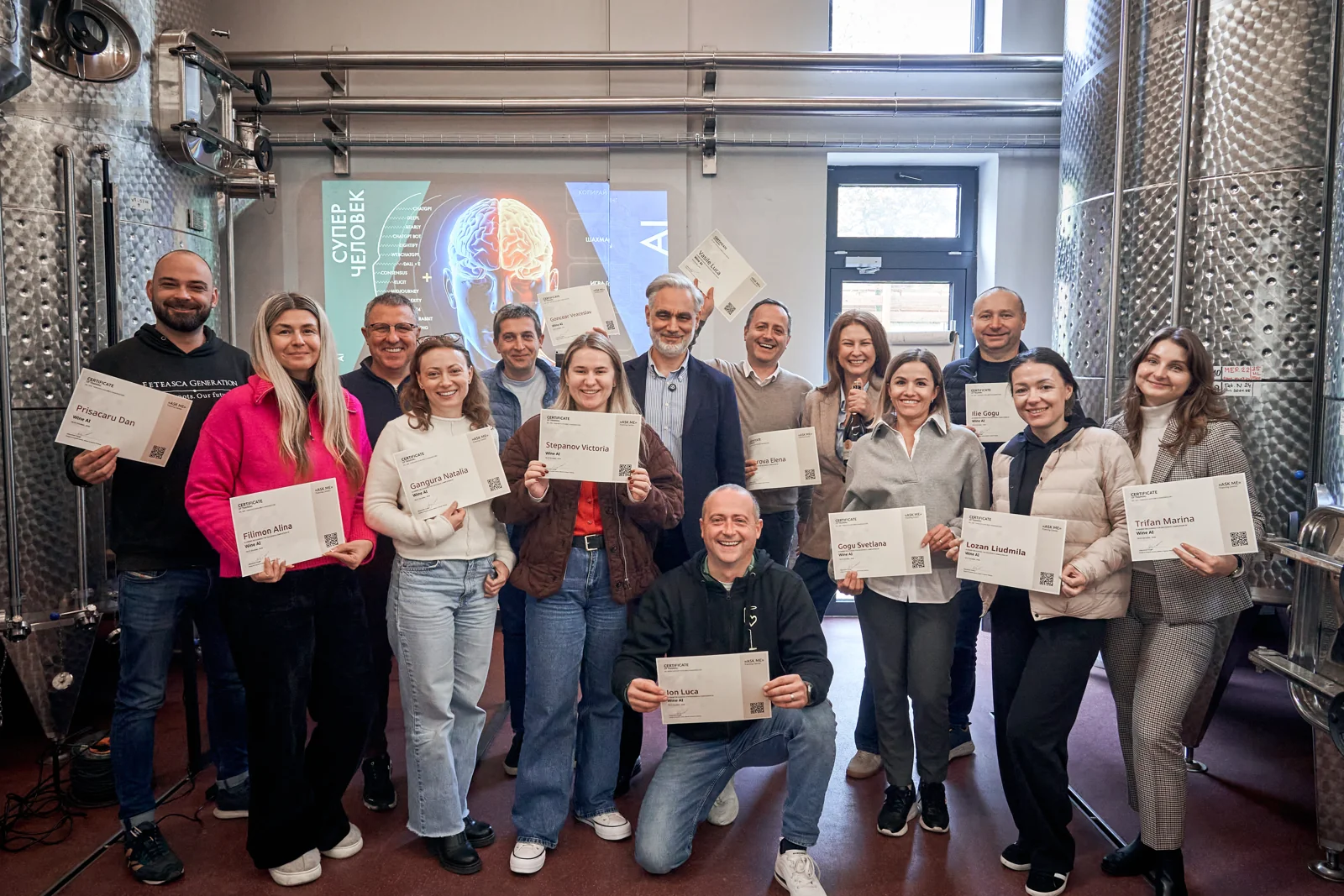 With Veaceslav Cunev and fellow participants at the Wine AI course.