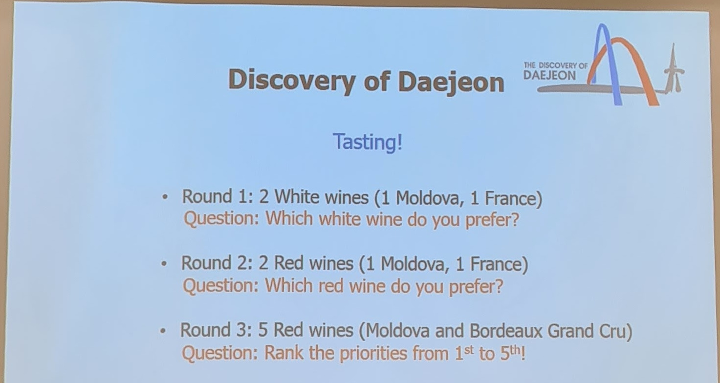 The Discovery of Daejeon 2024 tasting format.