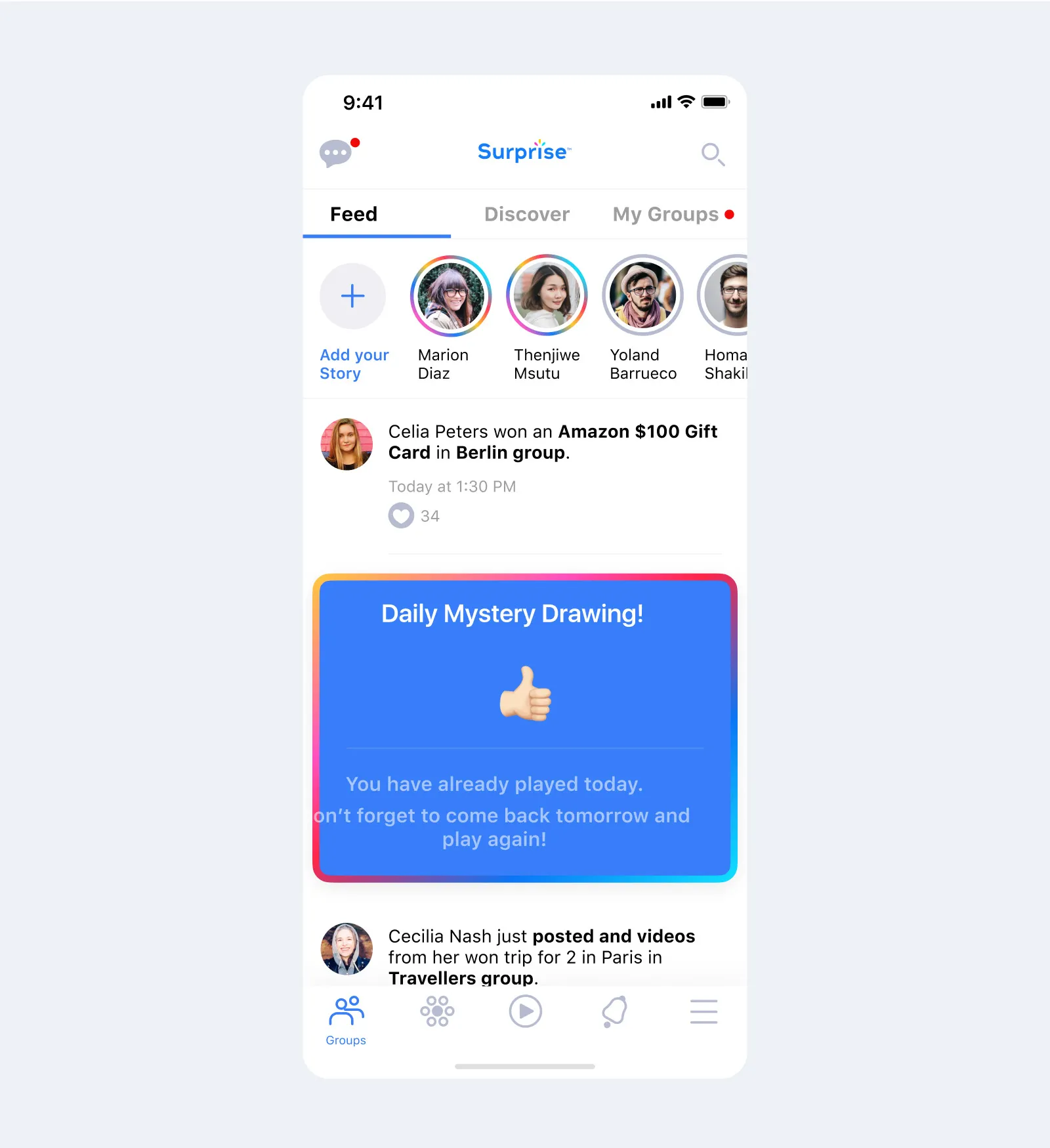 Surprise — mobile app screen detail