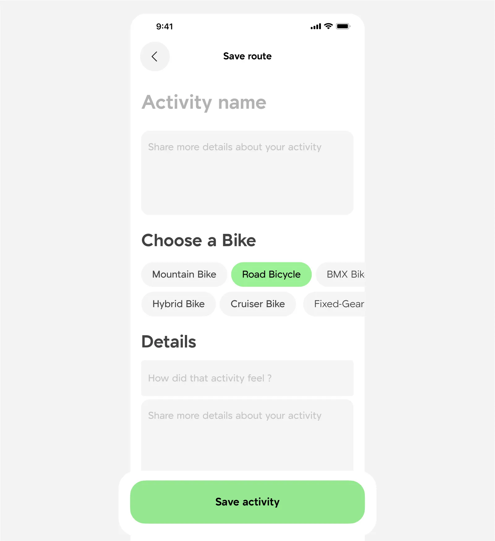 Bobo Bike mobile app — UI design screens (5)