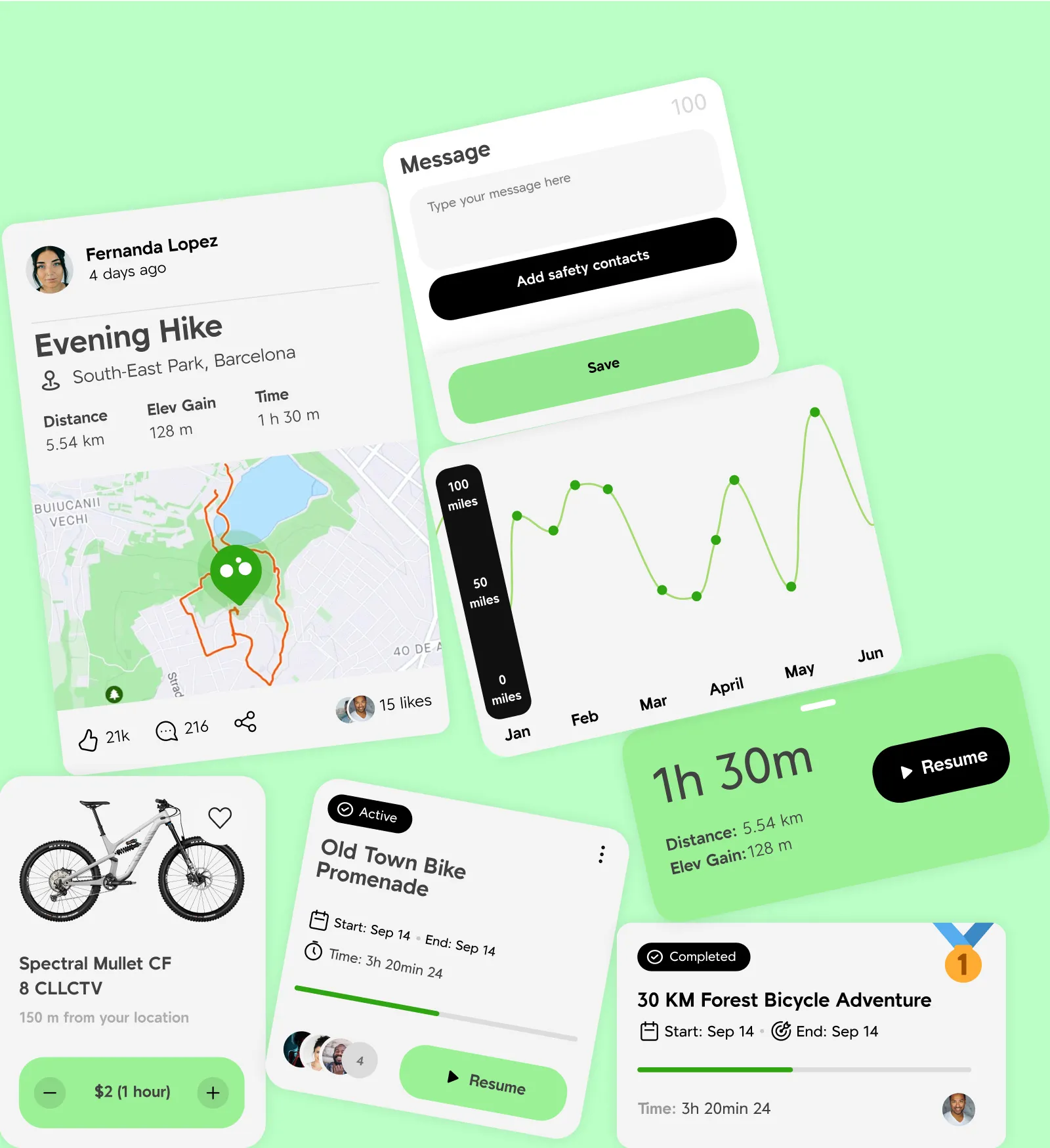 Bobo Bike mobile app — UI design screens (7)