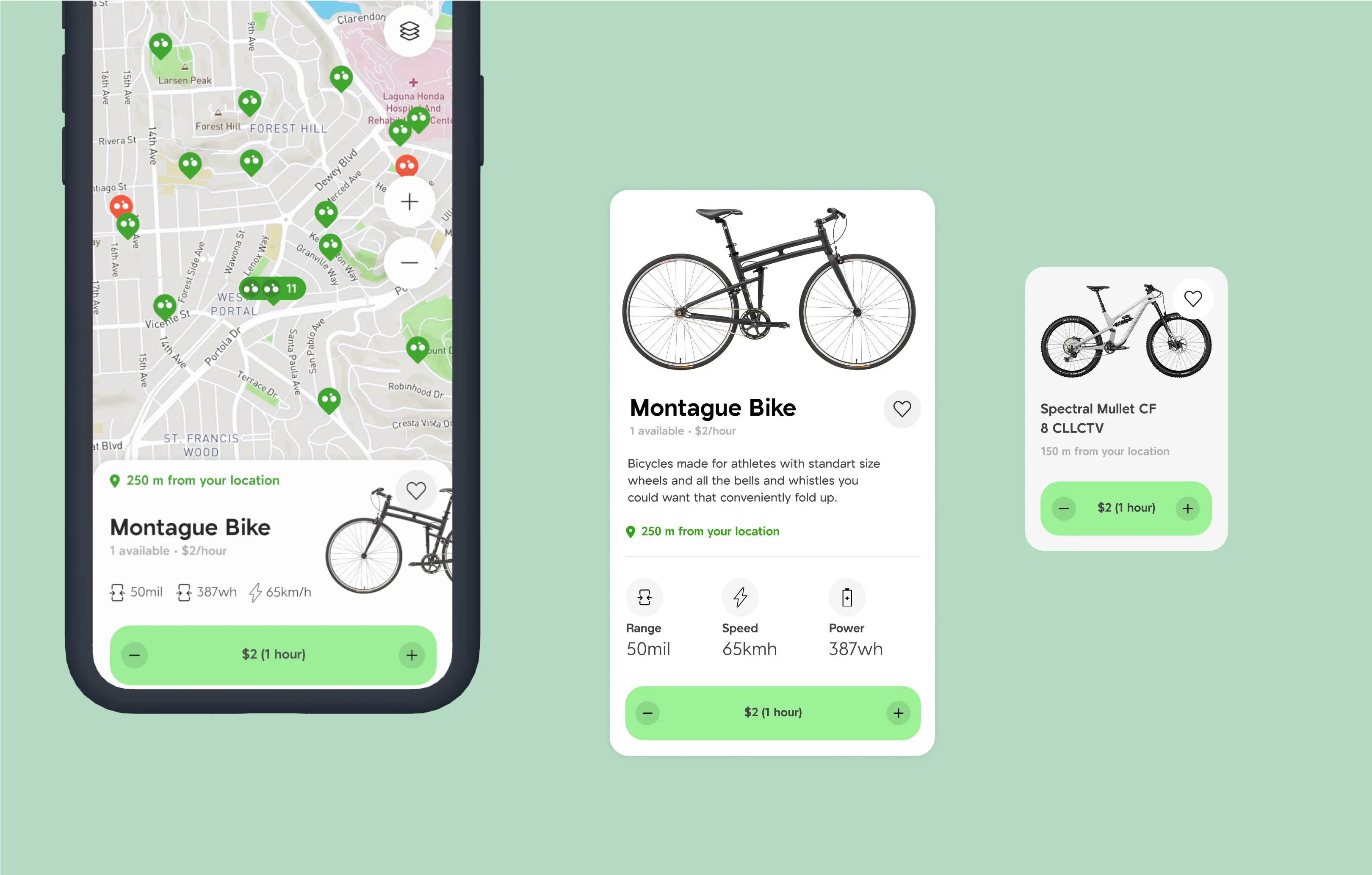 Bobo Bike mobile app — UI design screens (9)