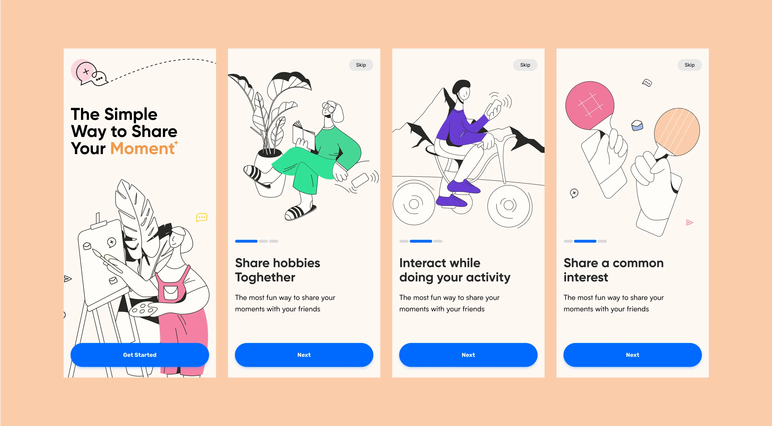 Chator chat app — mobile UI design screens (2)