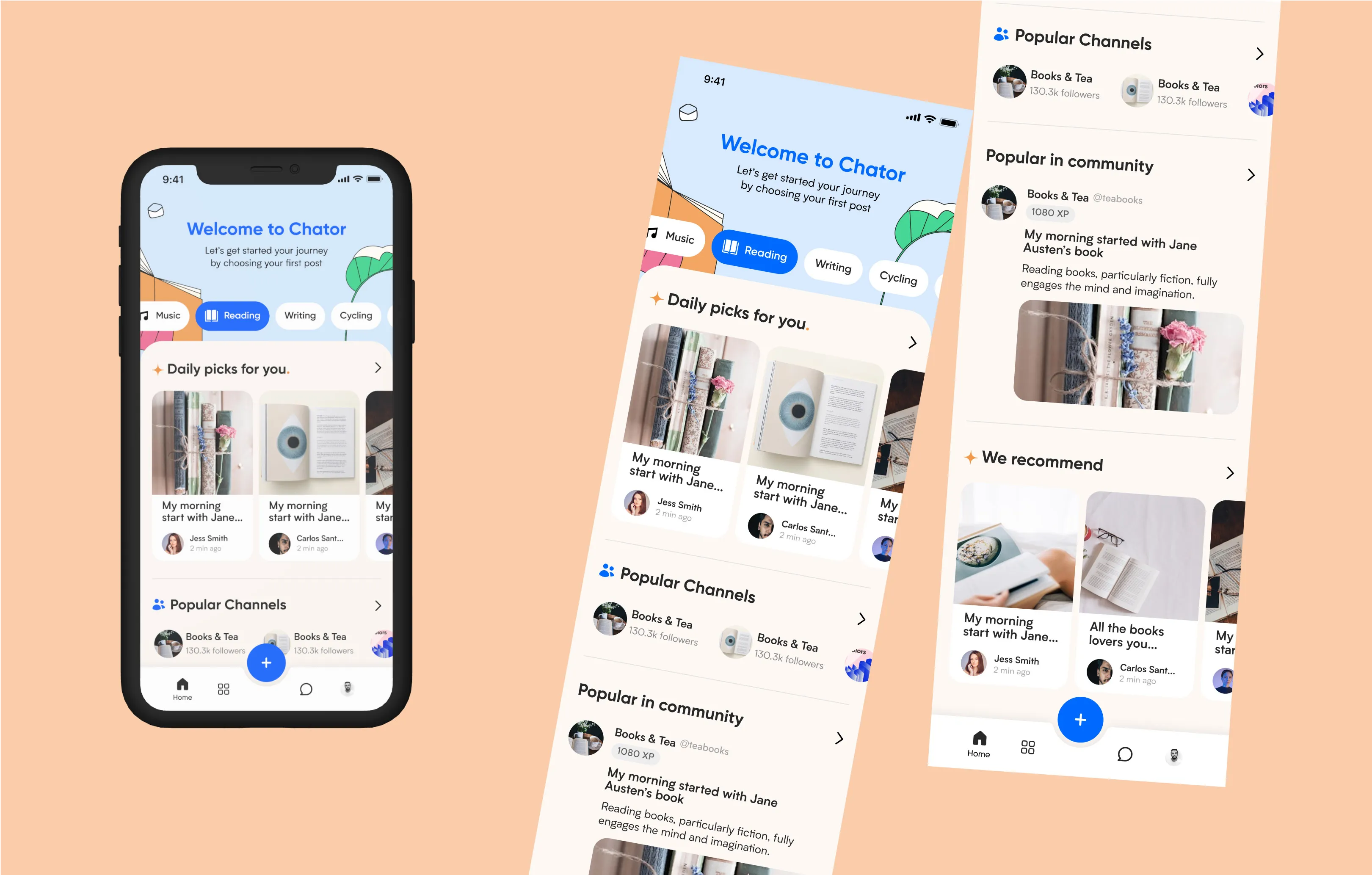 Chator chat app — mobile UI design screens (14)