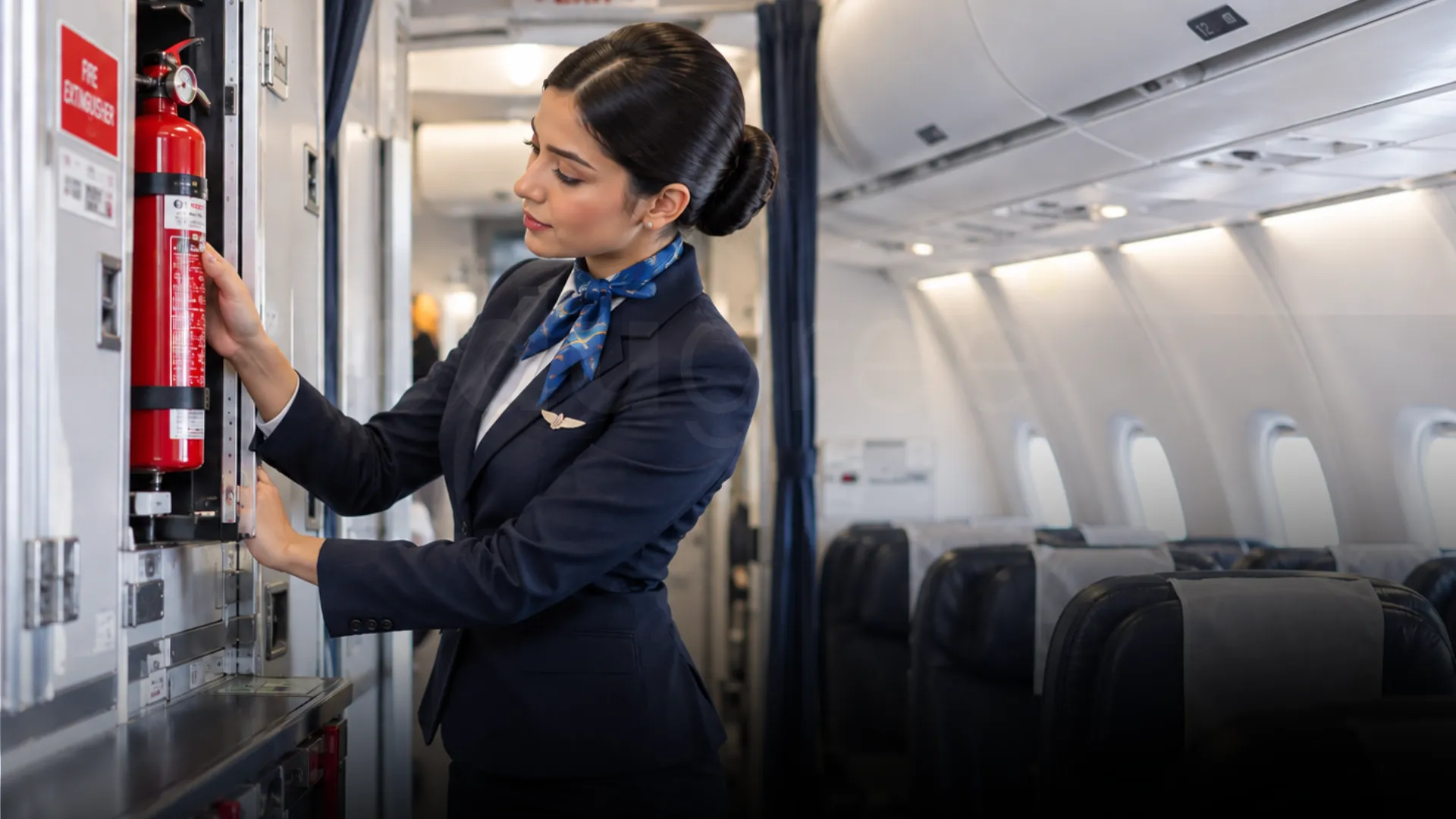 Pre-Flight checks conducting by Air hostess - Edugree, SIliguri