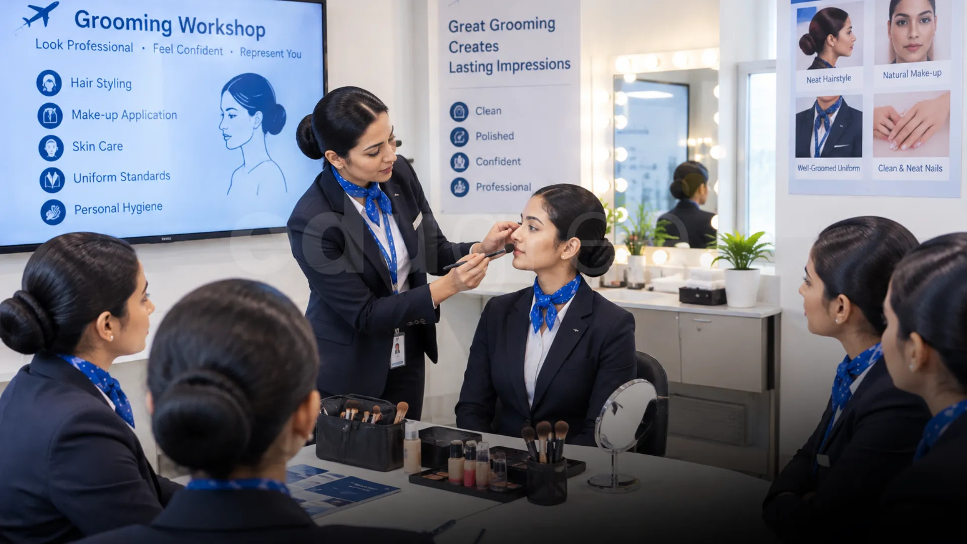Aviation students developing communication, teamwork, professional grooming, and practical skills during aviation training - Edugree, Siliguri.