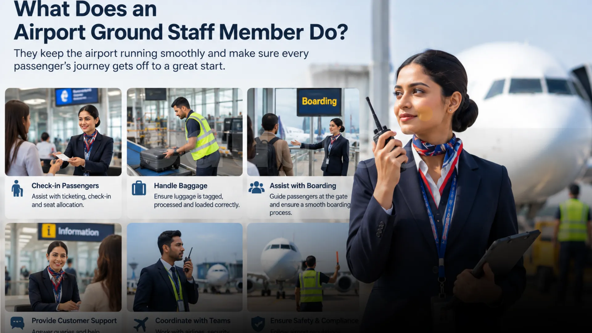 Image Showing the Roles and Duties of an Airport Ground Staff Member - Edugree, Siliguri.