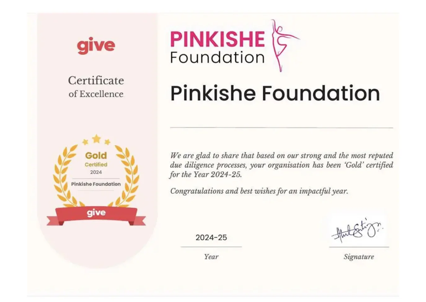 Give Gold Certificate