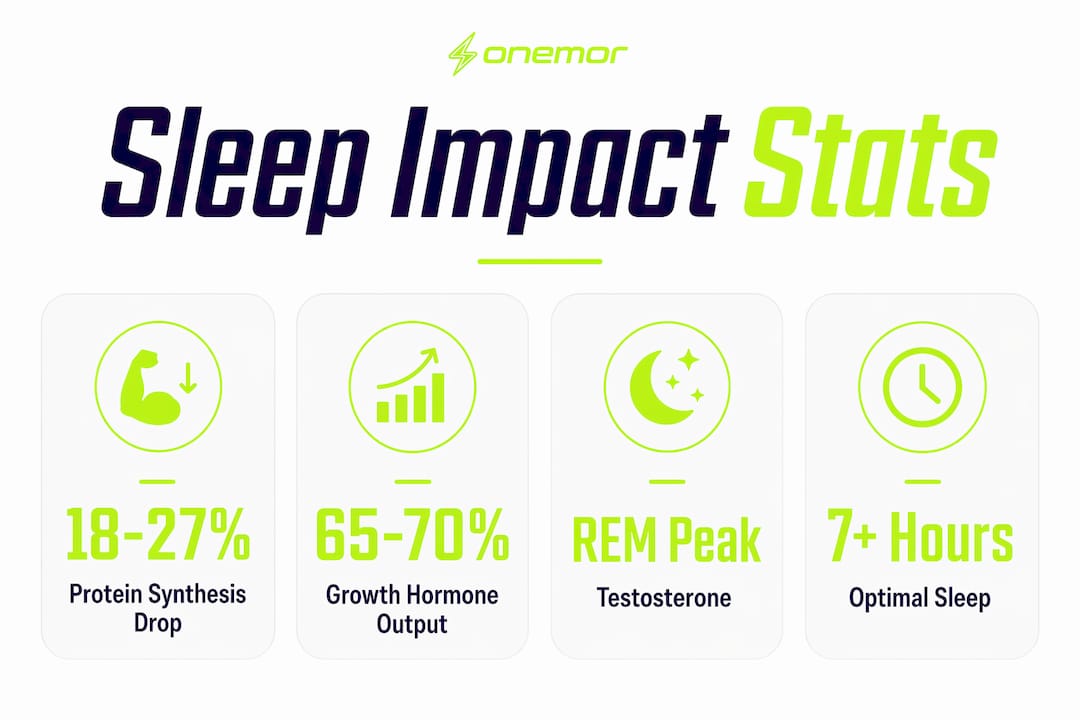 Infographic showing key statistics on sleep and muscle growth