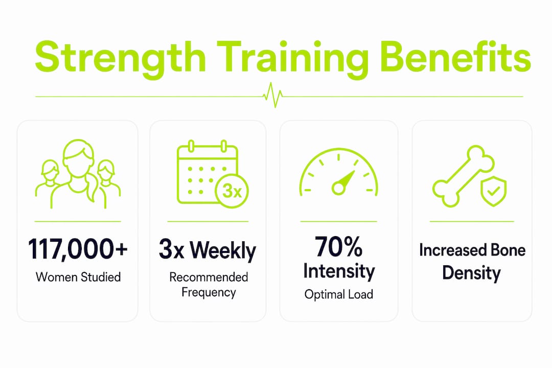 Infographic highlighting key benefits of strength training for women