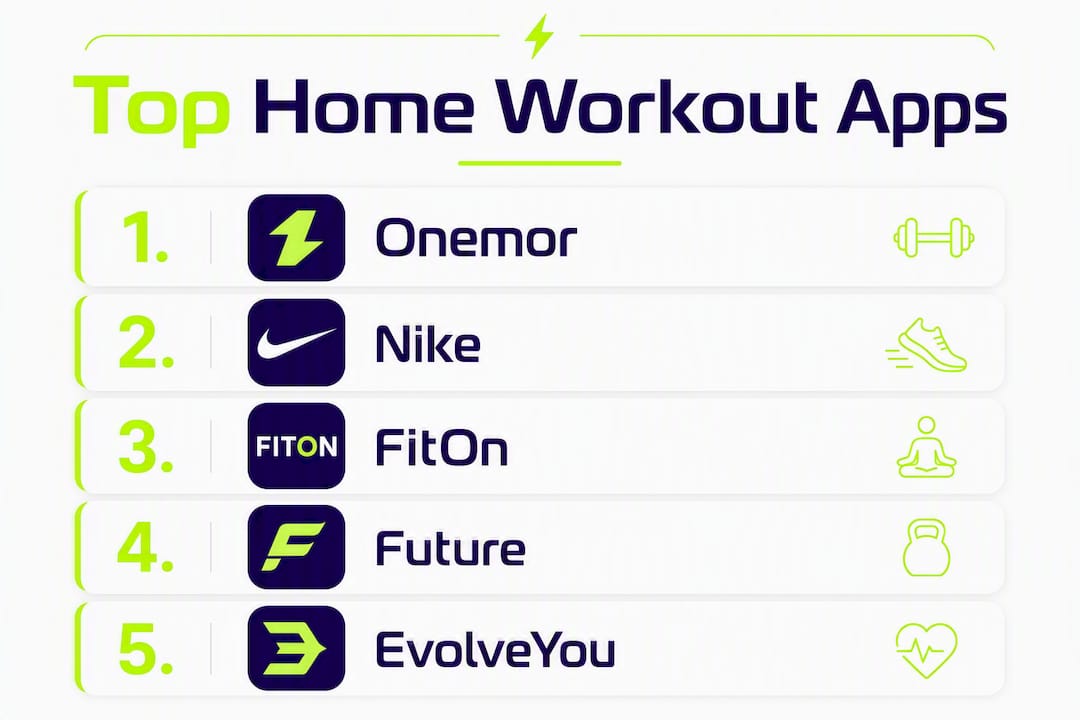 Infographic ranking top home workout apps