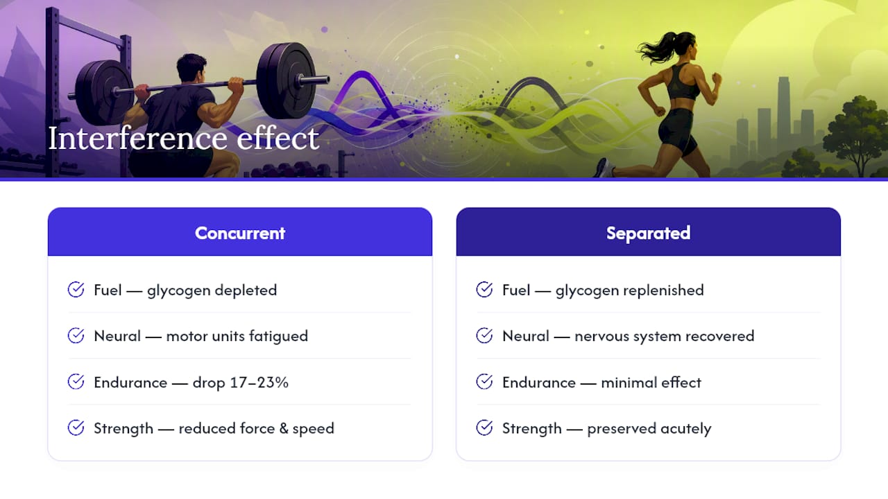 Diagram of interference effect on endurance and strength training