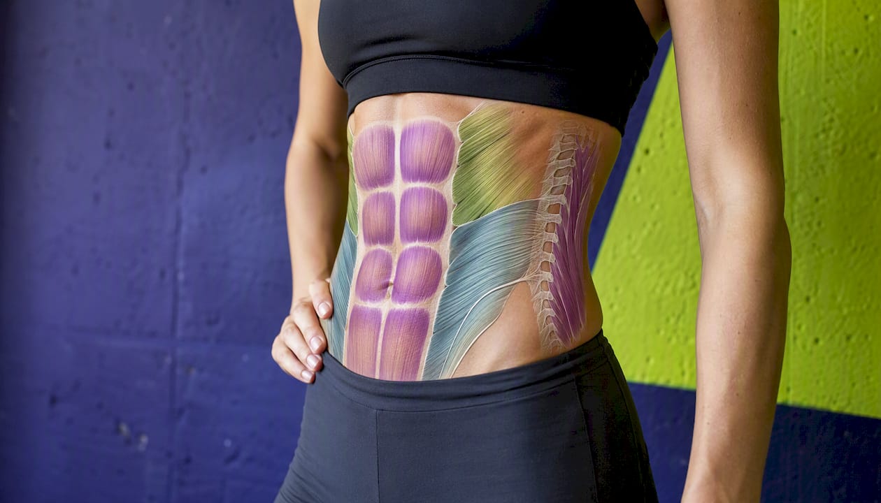 Anatomical view of core muscles on person's torso