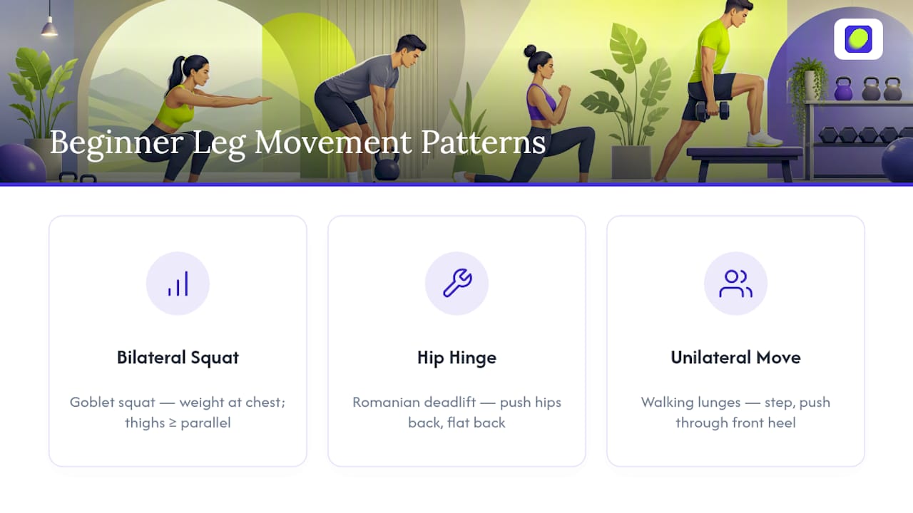 Diagram of beginner leg exercise movement patterns