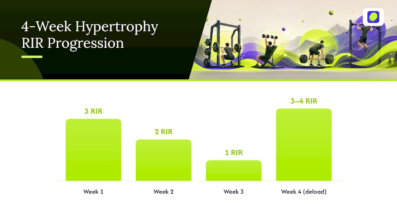 Four-week RIR progression and deload timeline