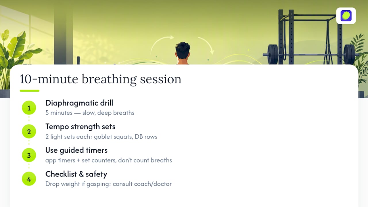 Onemor coaching tips for practicing breath control — overview diagram