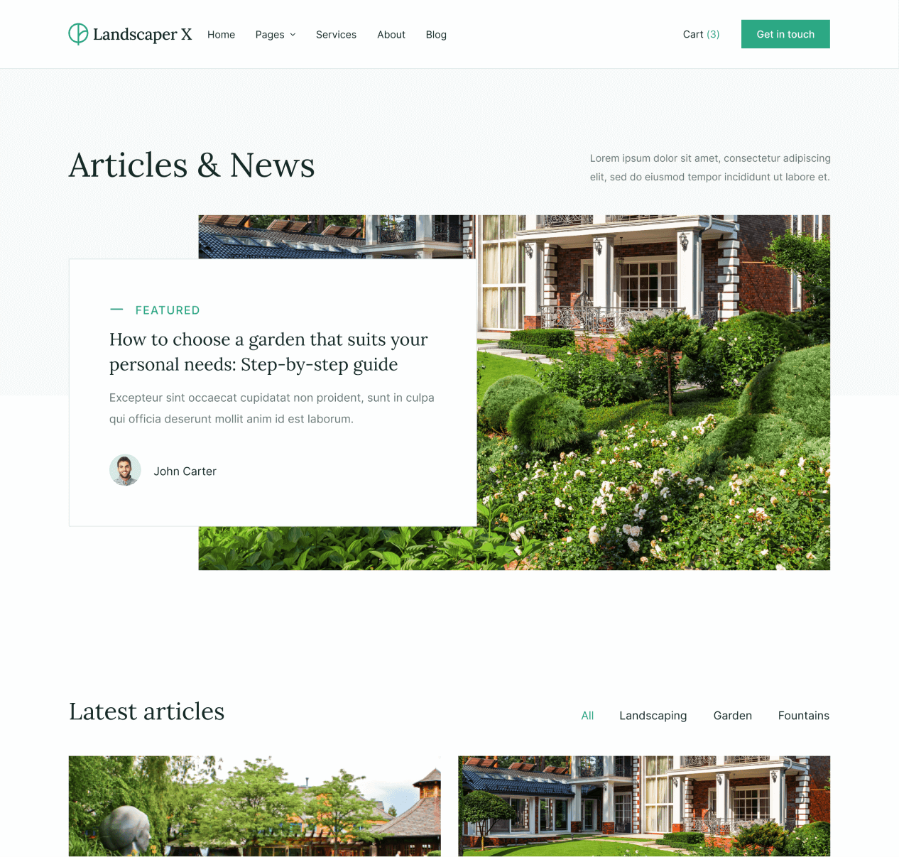 Landscaper X - Blog page - Landscaper Webflow Template