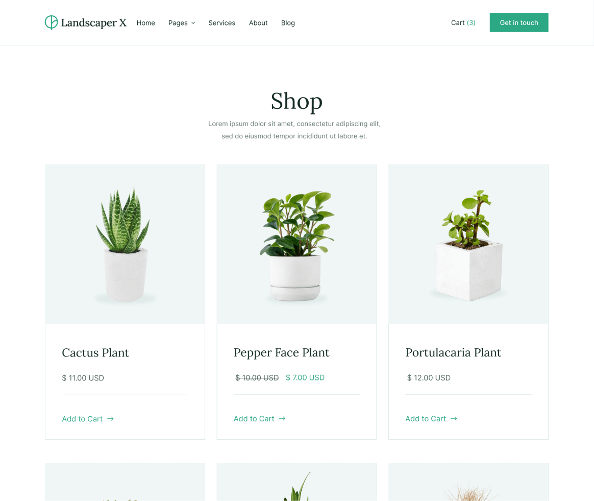 Landscaper X - Shop page - Landscaper Webflow Template