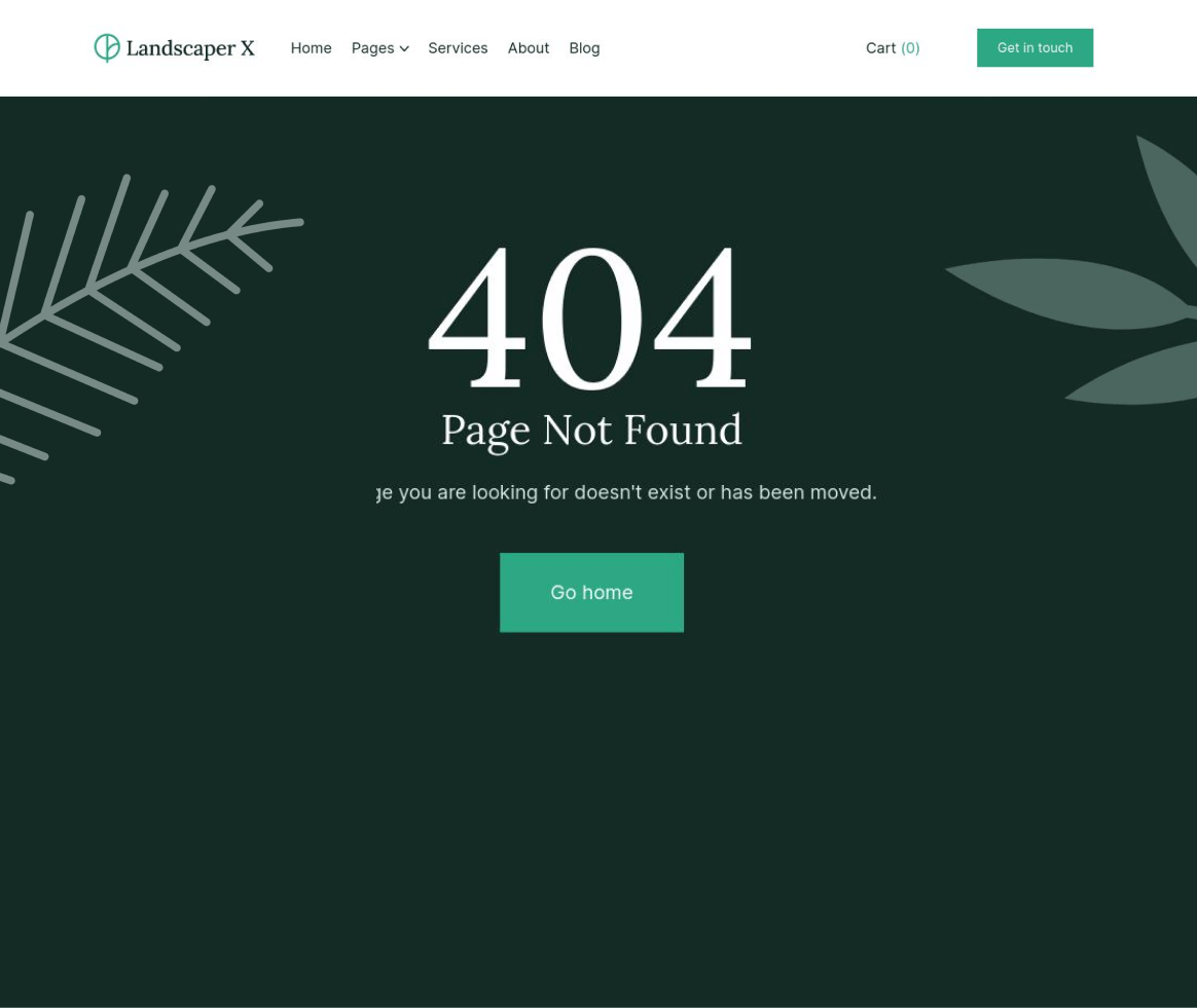 Landscaper X - 404 not found page - Landscaper Webflow Template
