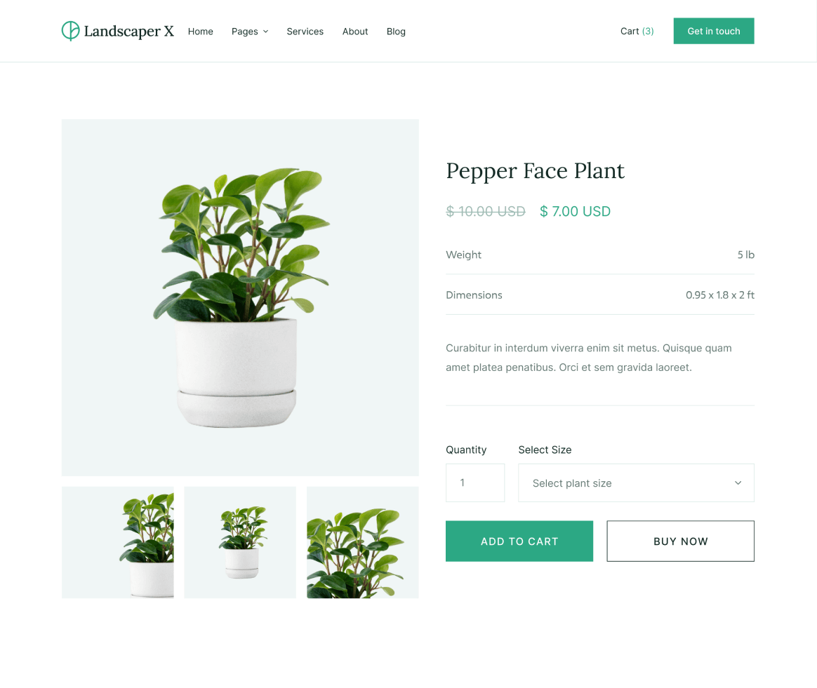 Landscaper X - Shop Single page - Landscaper Webflow Template