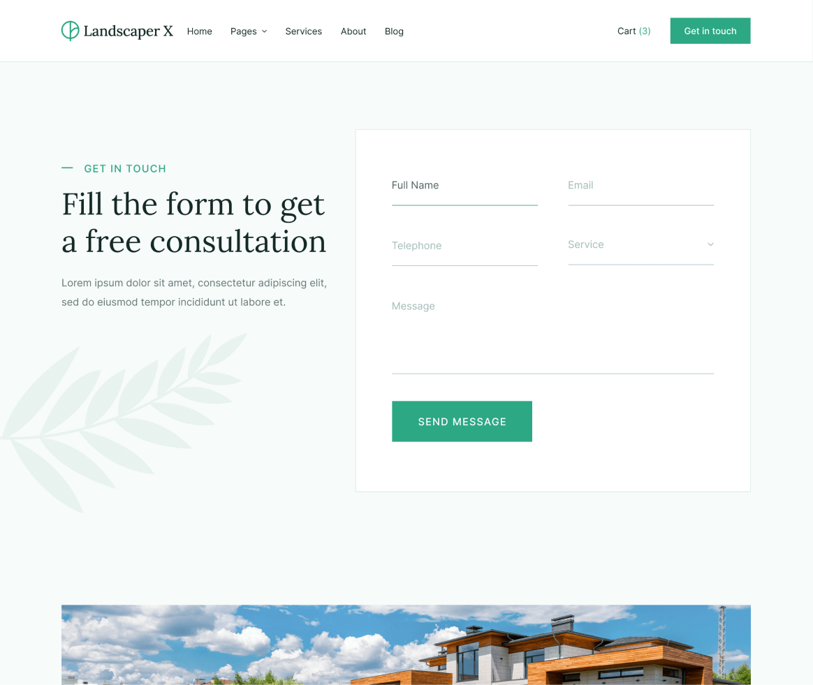 Landscaper X - Contact page - Landscaper Webflow Template