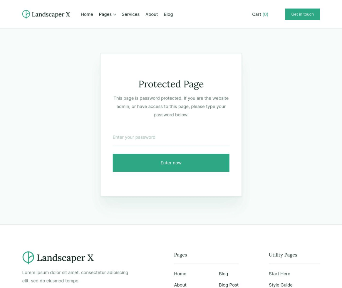 Landscaper X - Password Protected page - Landscaper Webflow Template