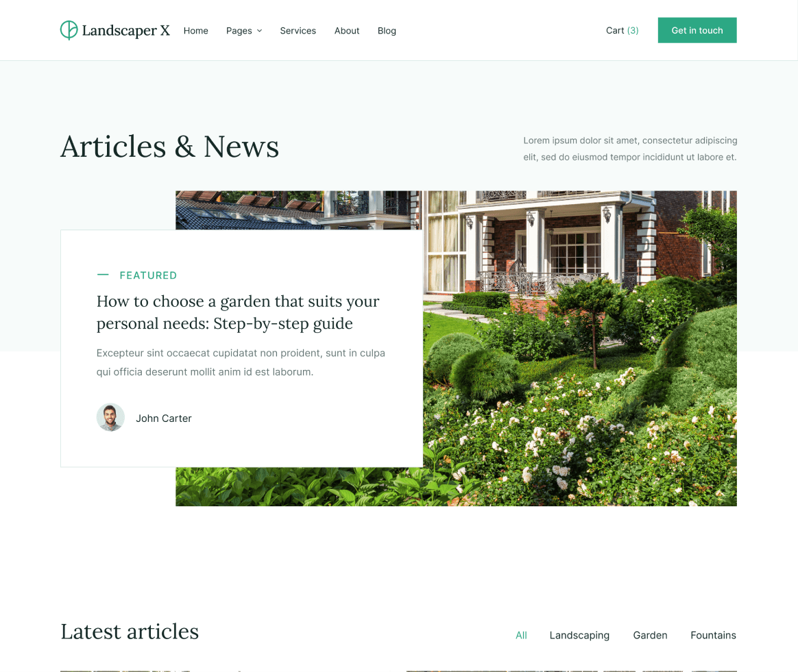 Landscaper X - Blog page - Landscaper Webflow Template