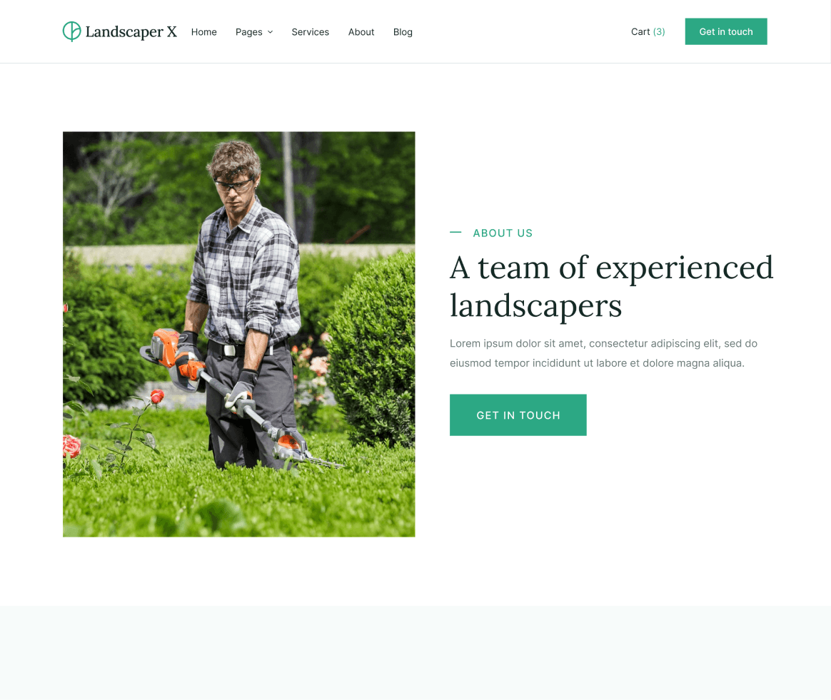 Landscaper X - About page - Landscaper Webflow Template