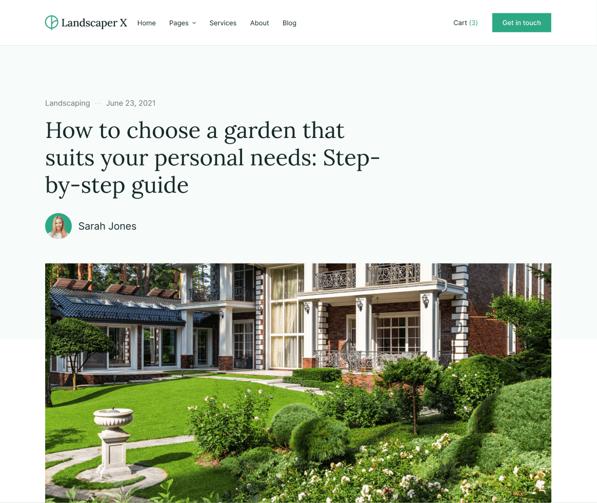 Landscaper X - Blog Post page - Landscaper Webflow Template