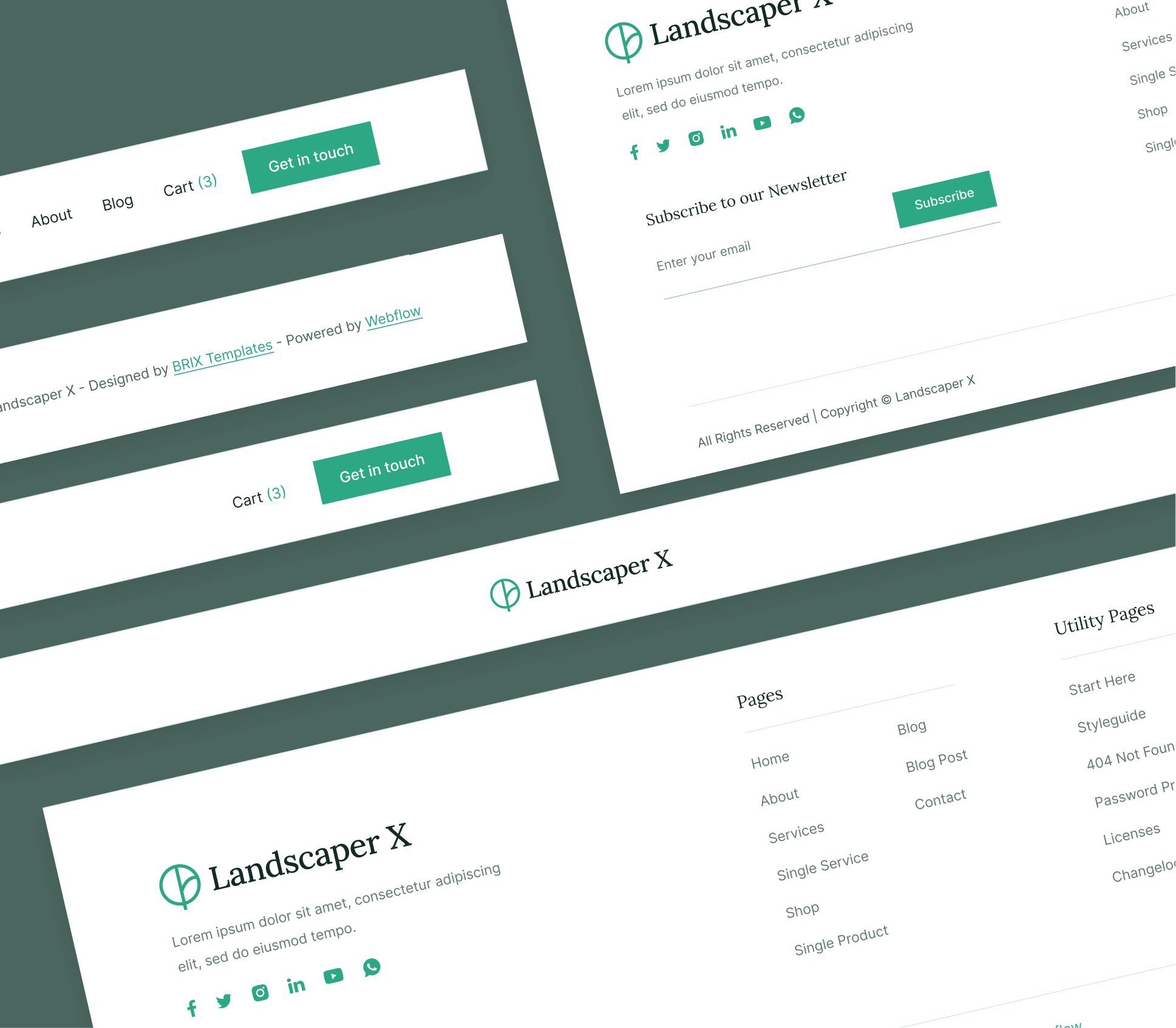 Landscaper X - 3 Headers and Footers - Landscaper Webflow Template