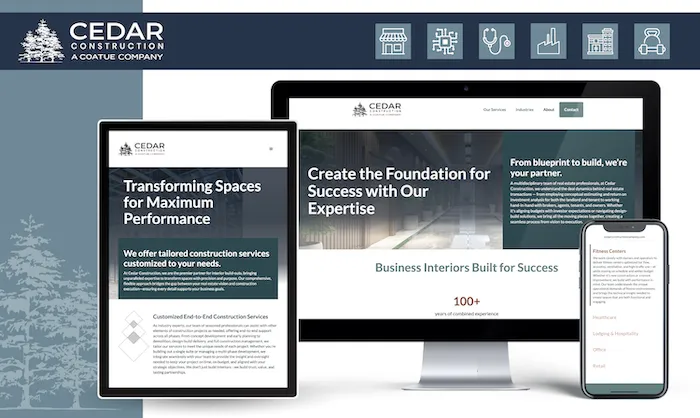 Cedar Construction Website, Social Graphic, and Brochure Visual
