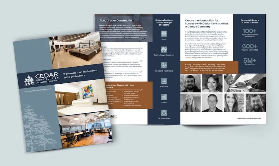 Cedar Construction Website, Social Graphic, and Brochure Visual