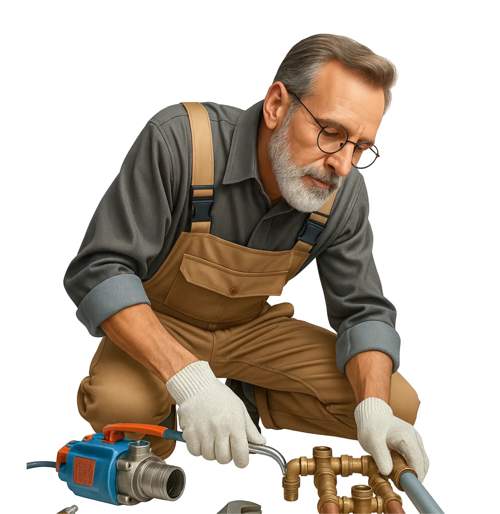 A plumber hard at work