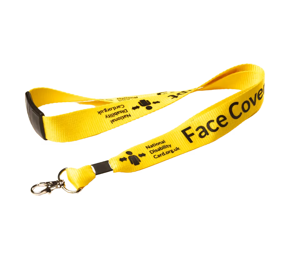 graphic of the national disability card face covering exempt lanyard