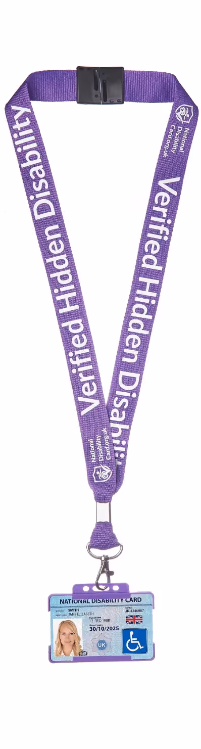 Attach your hidden disability card to this lanyard to send a clear message.