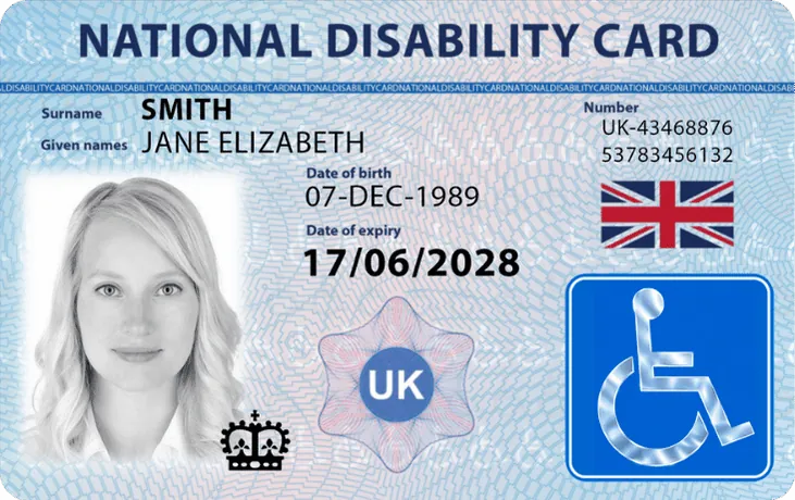 Front of the National Disability Card new June 2026