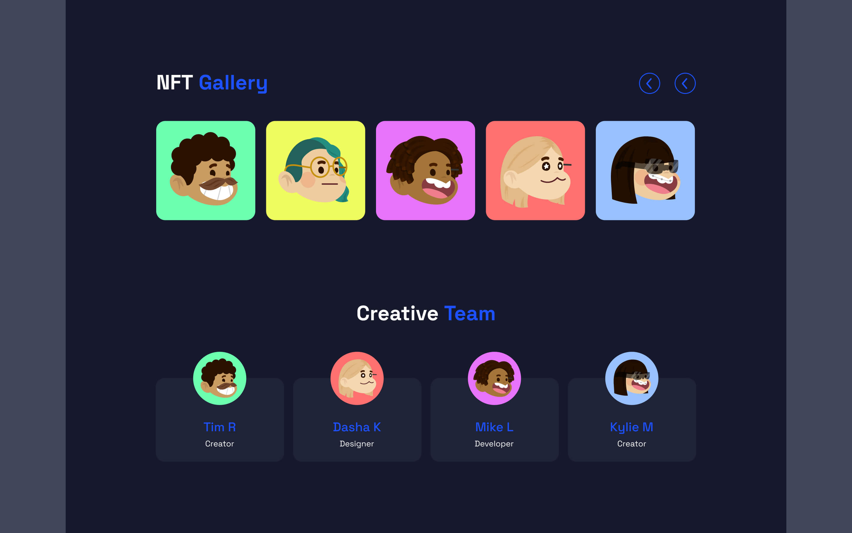 NFT Avatars Portfolio Webflow HTML Template