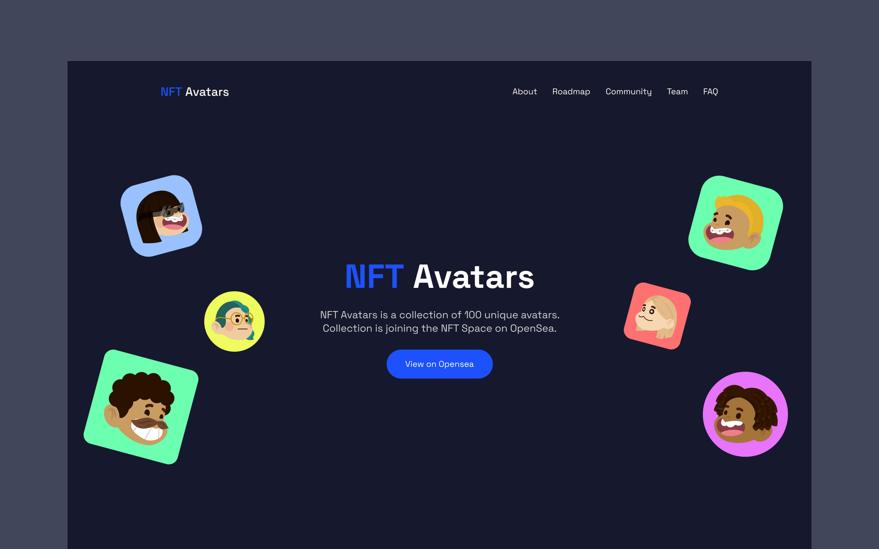 NFT Avatars Portfolio Webflow HTML Template