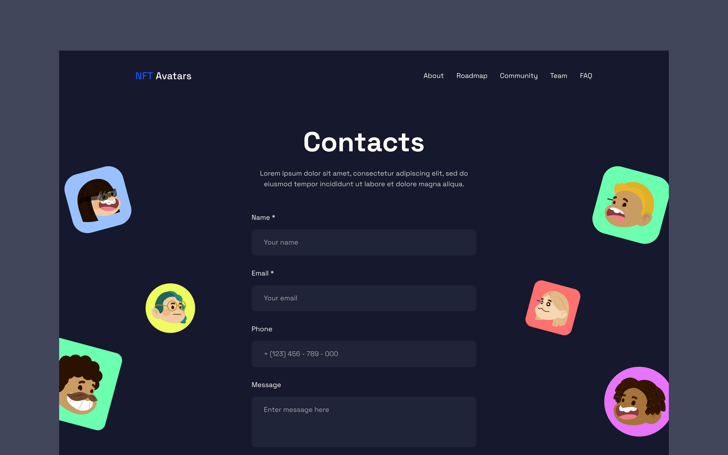 NFT Avatars Portfolio Webflow HTML Template