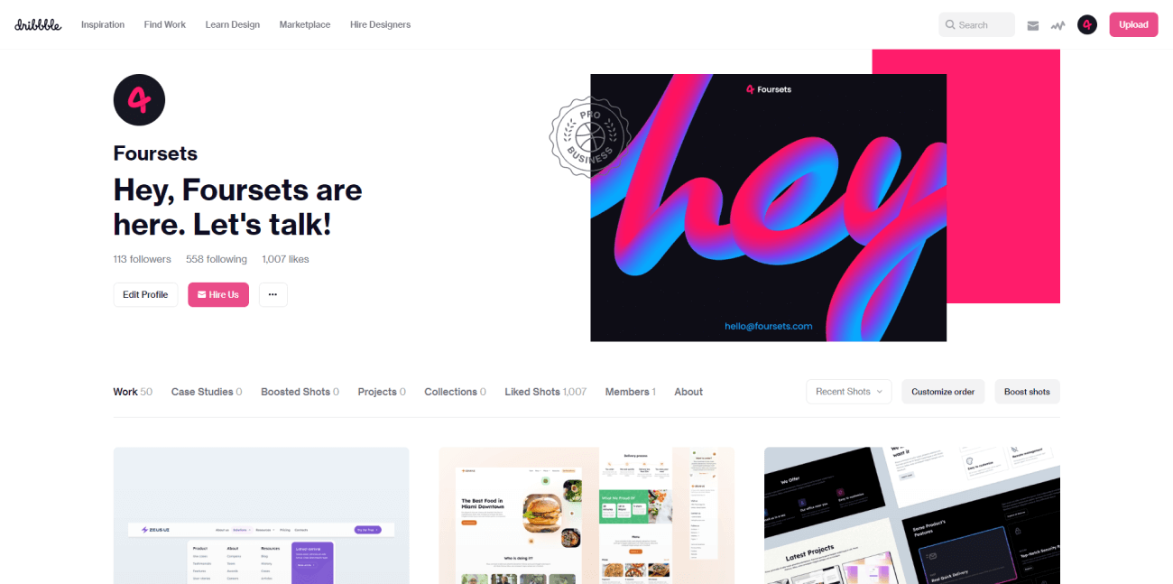 foursets dribbble profile