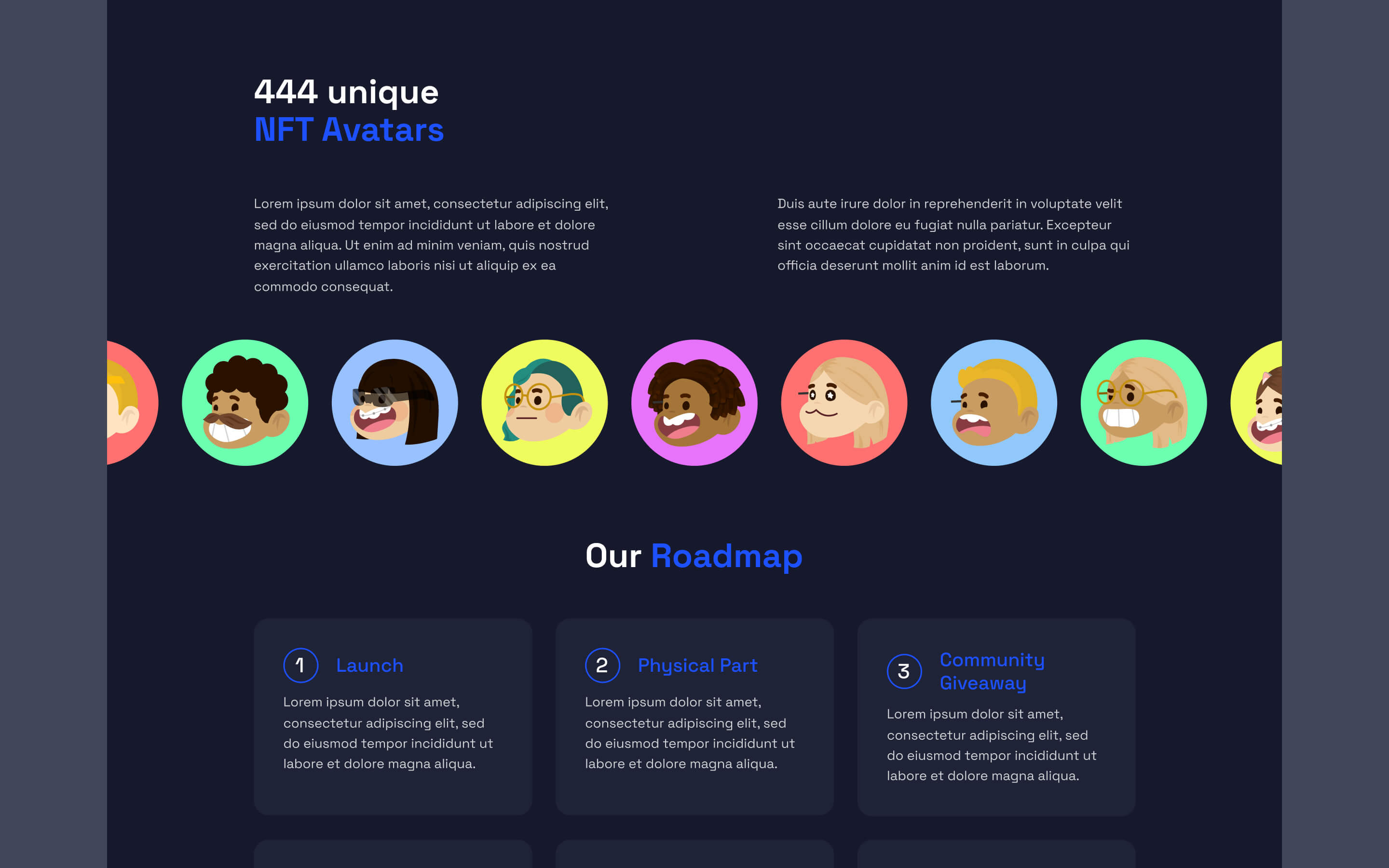 NFT Avatars Portfolio Webflow HTML Template
