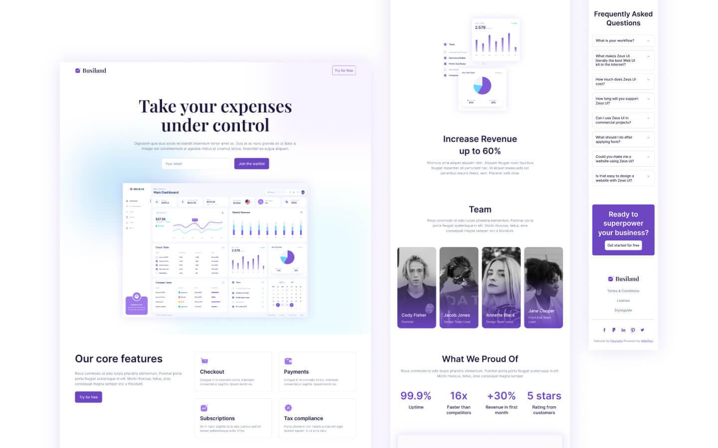 Webflow SaaS HTML Template Busiland