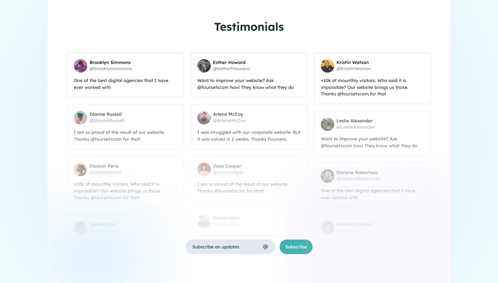 Testimonials section design example