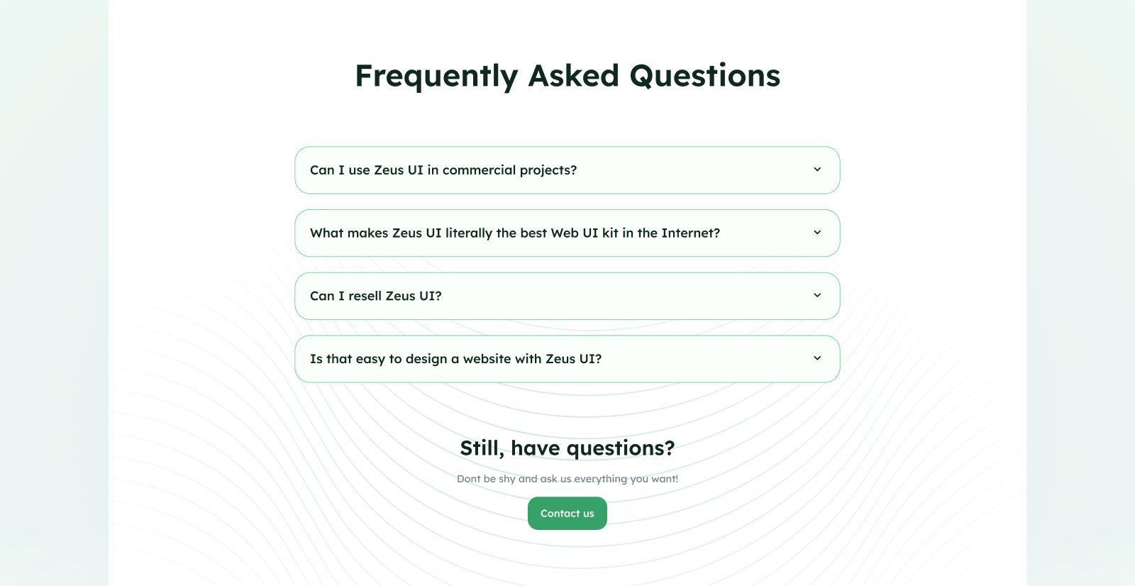 FAQ section design example