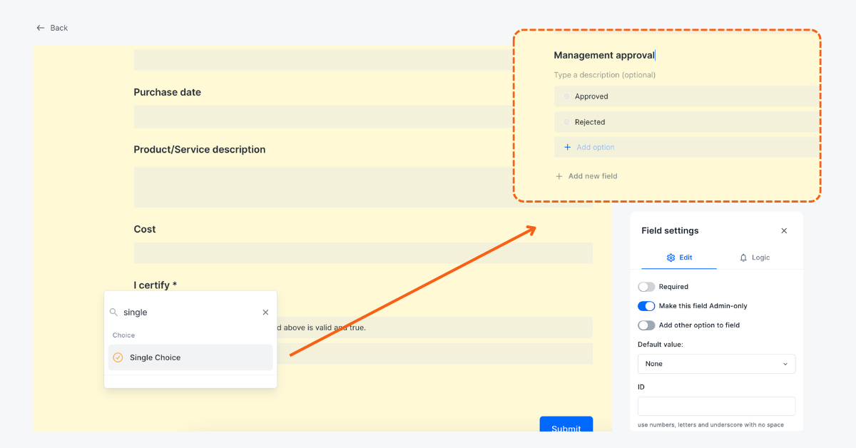 Add an approval status field